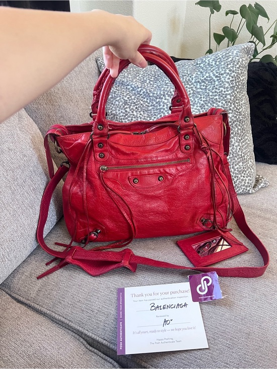 Balenciaga Handbags - Balenciaga Vintage Le City Velo Red Leather Satchel Bag